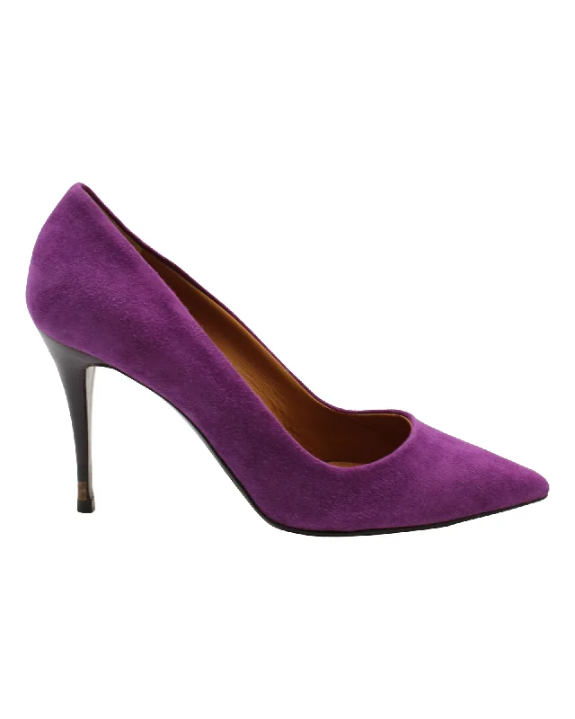 Fendi Pointed Pumps in Purple Goat Suede