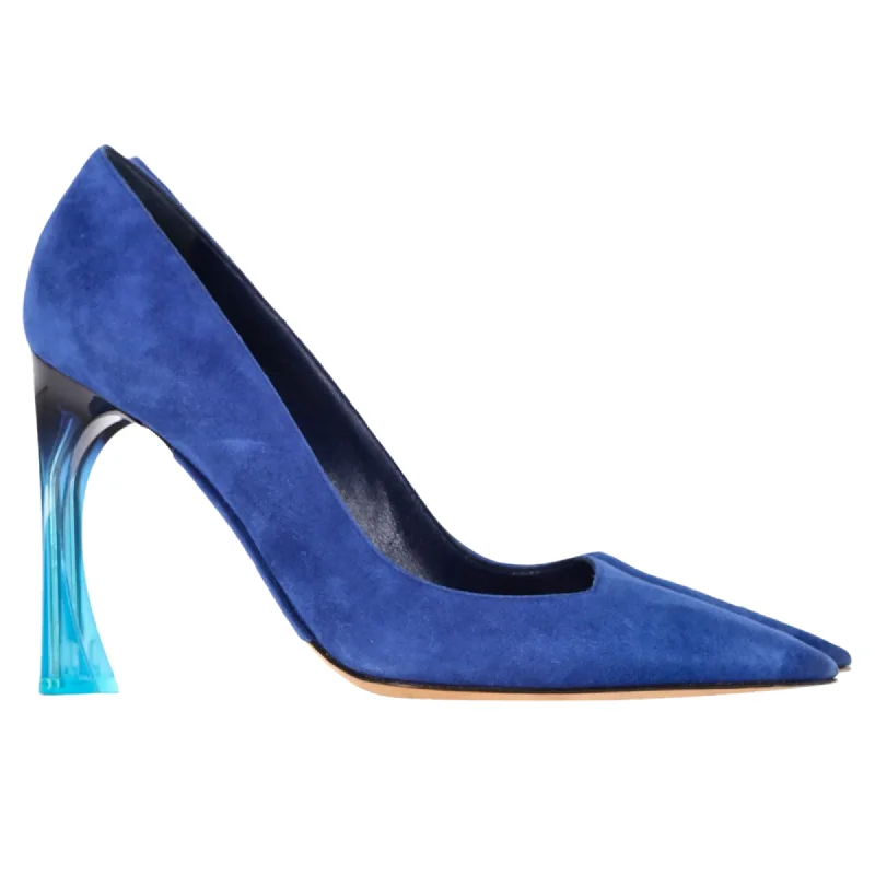 Christian Dior Graded Heel Pumps in Blue Suede Calfskin