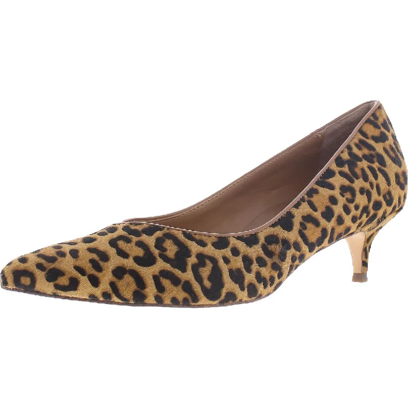 Josie Leopard Womens Leather Slip On Kitten Heels