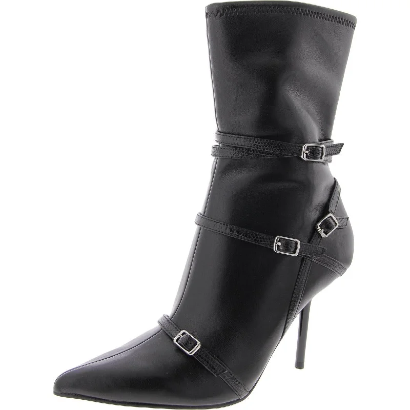 Steve Madden Womens Steele Faux Leather Pointed Toe Mid-Calf Boots