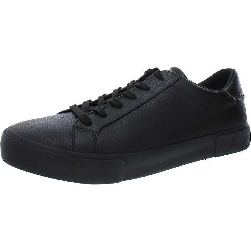 Calvin Klein Mens REON Faux Leather Lace up Casual And Fashion Sneakers