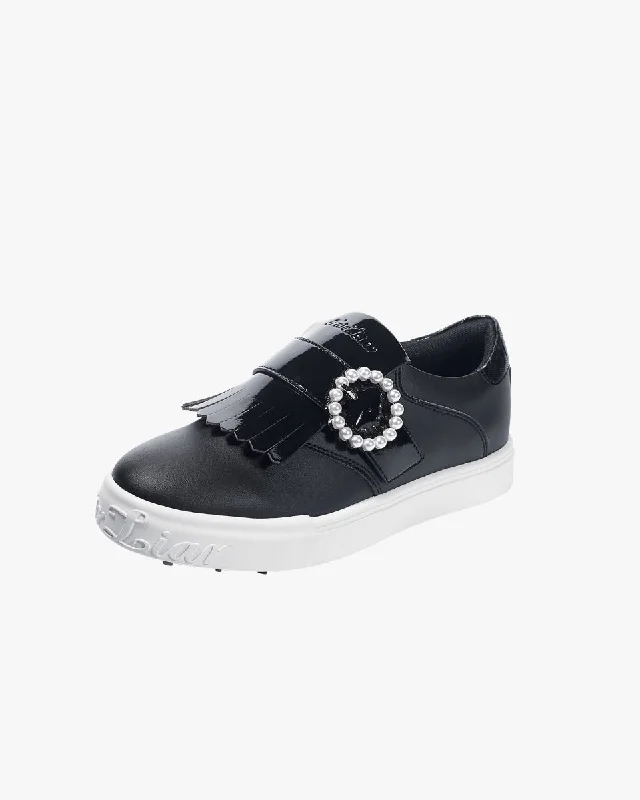 Pearl Buckle Loafer - Black