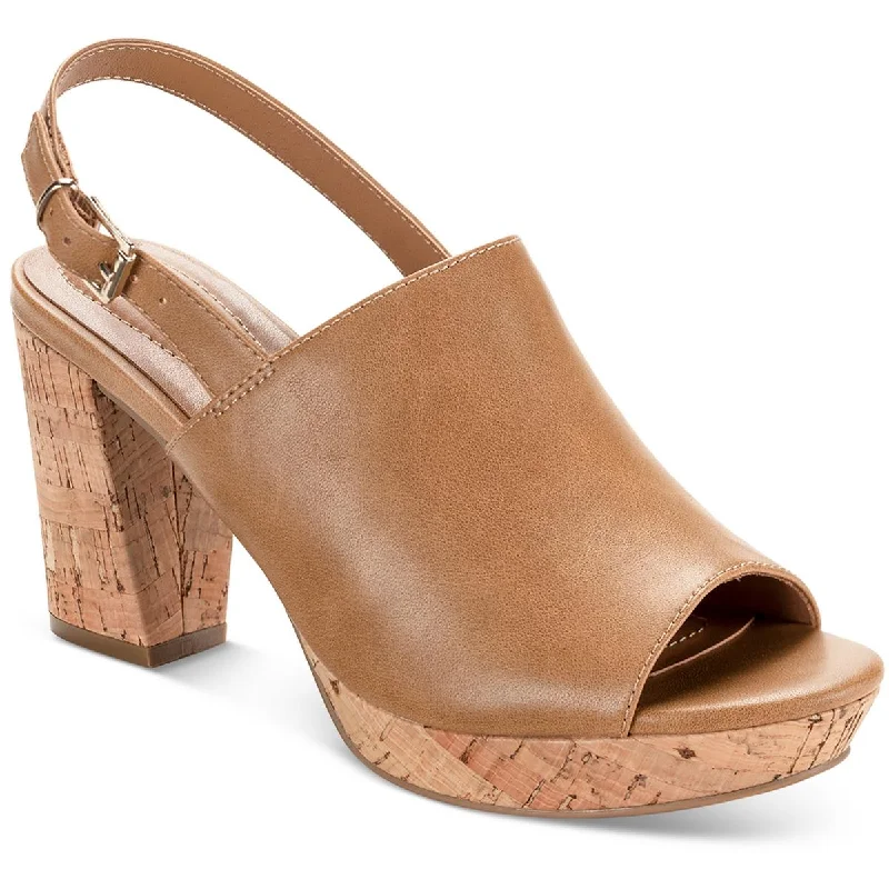 Style & Co. Womens JENISEE Faux Leather Slingback Wedge Heels