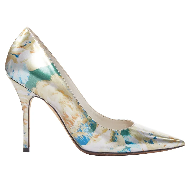 Dior Raf Simons Metallic Abstract Print Pointy Pumps