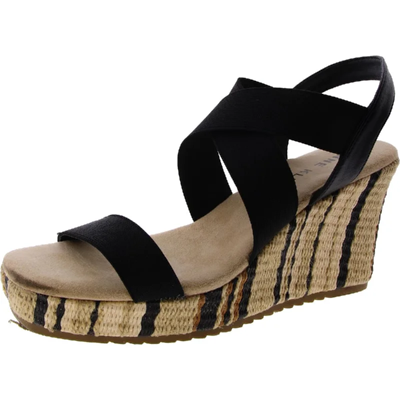 Anne Klein Womens Canvas Platform Wedge Sandals