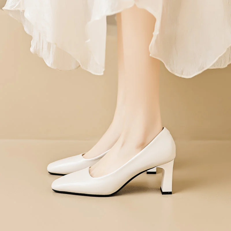 Women Casual Stylish Minimalist Chunky Heel Pumps