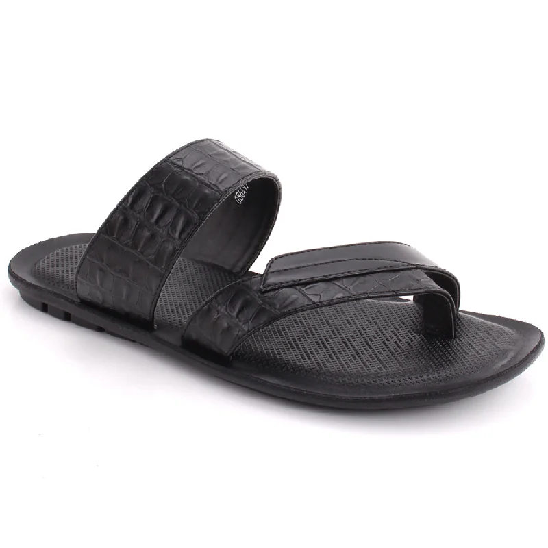 Men “NIXON” Textured Straps Thong Slip On Slippers