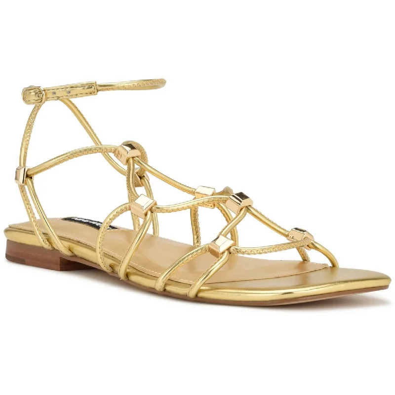 Nine West Womens Majah 3 Faux Leather Caged Slingback Sandals