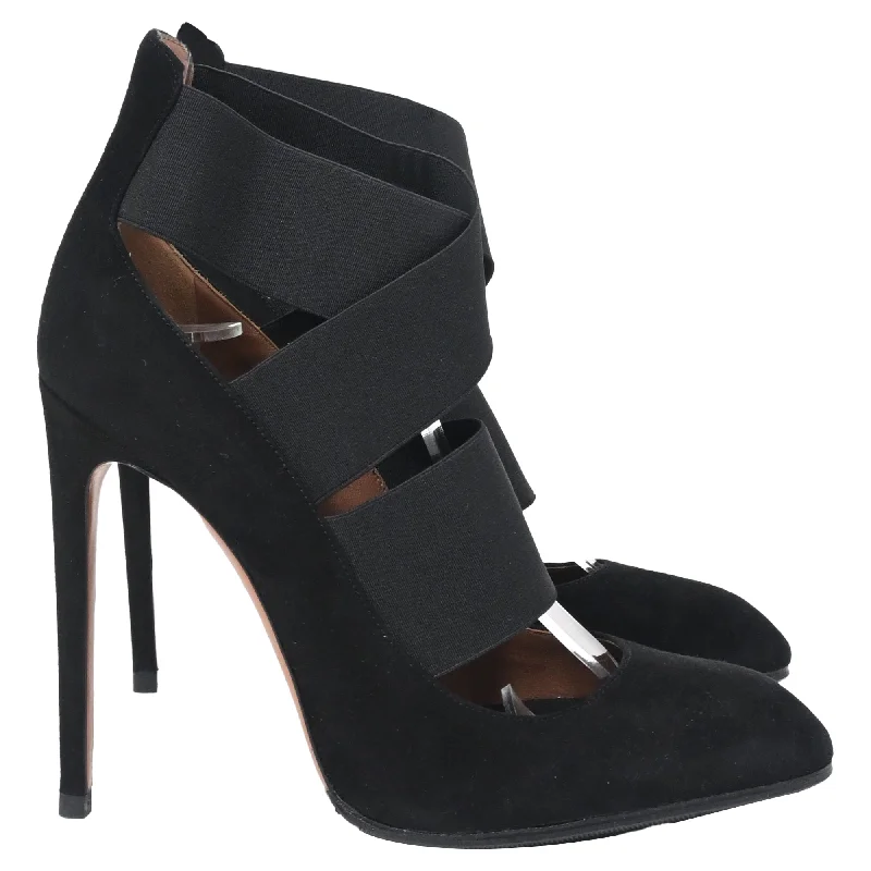 Alaïa Bandage Strap High Heel Pumps in Black Suede