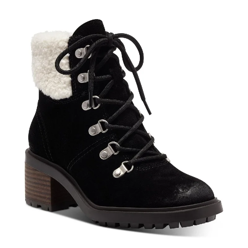 Lucky Brand Womens Demia Suede Lug Sole Combat & Lace-up Boots