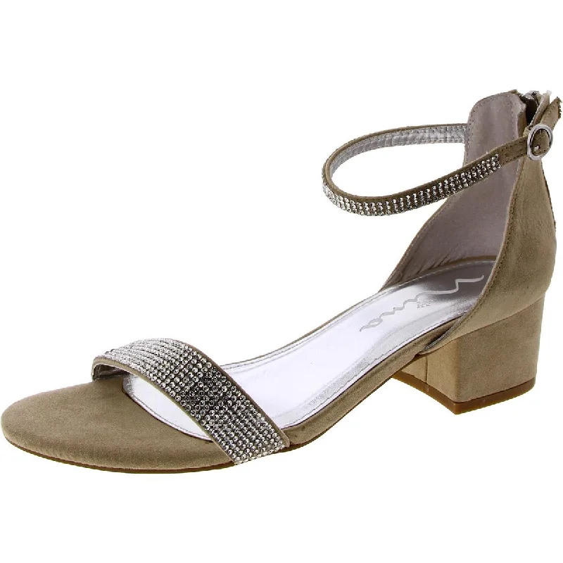 Nina Womens Suede Embellished Ankle Strap