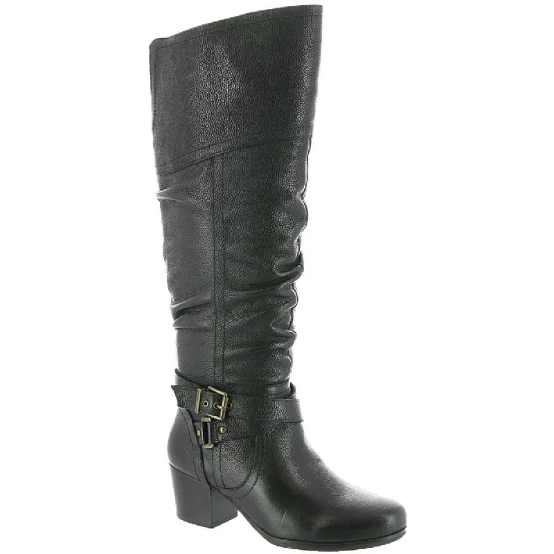 Array Womens Dakota Leather Stacked Heel Knee-High Boots