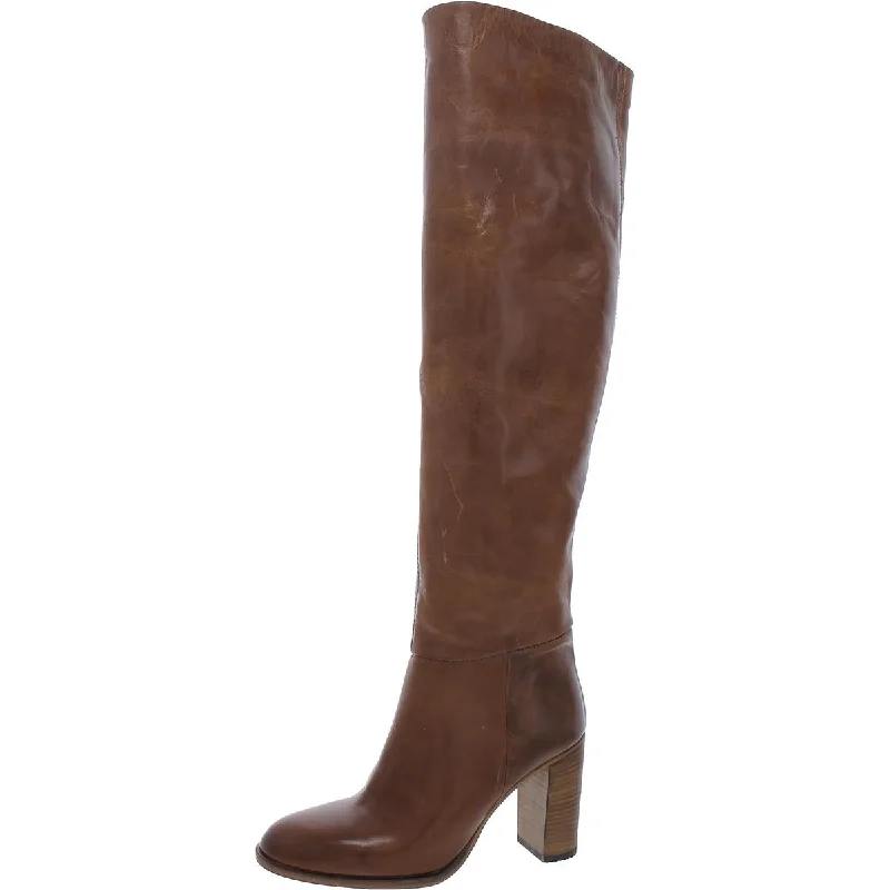 Free People Womens DAKOTA Leather Slouchy Knee-High Boots