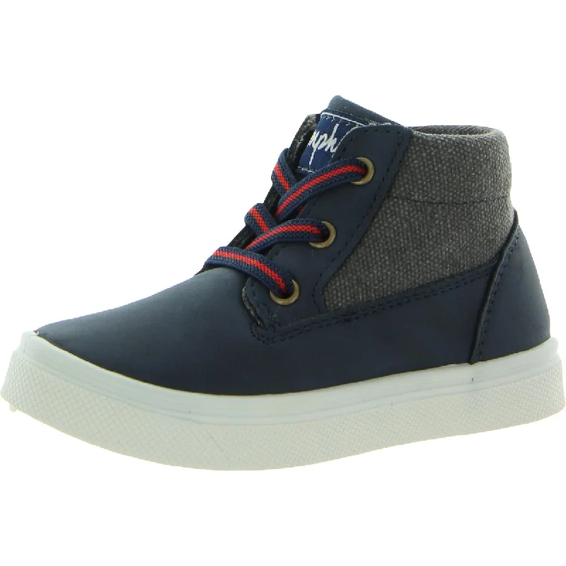 Oomphies Boys Oliver Faux Leather Elastic Laces High-Top Sneakers