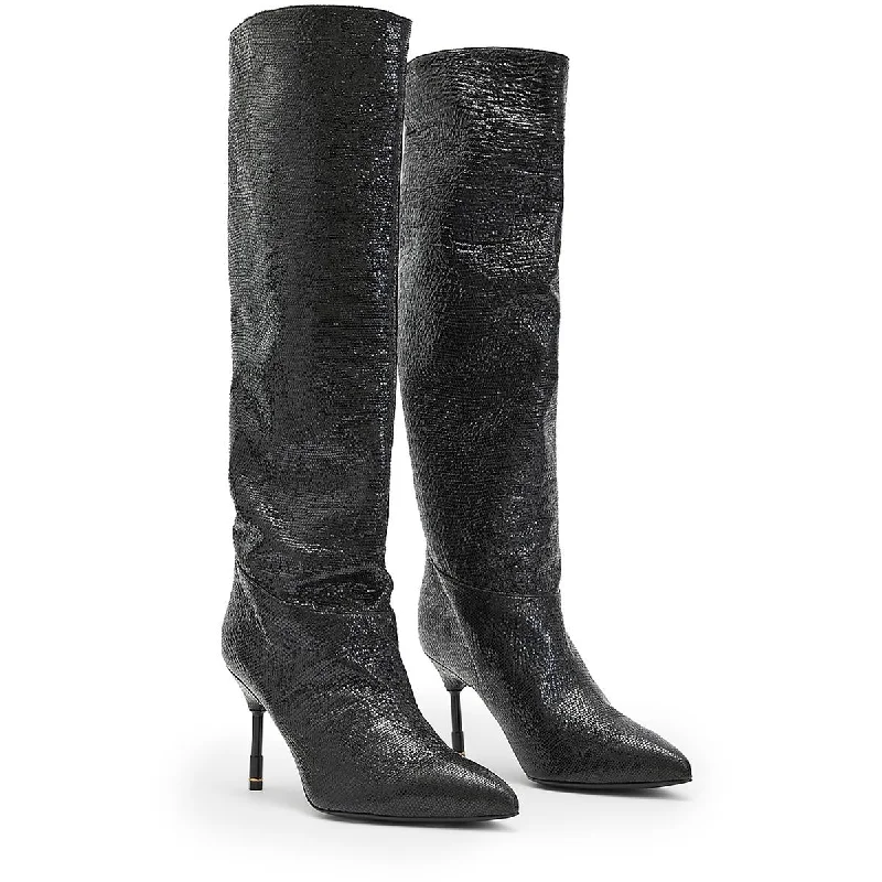 All Saints Womens Nori Shimmer Boot Tall Pointed Toeq Knee-High Boots